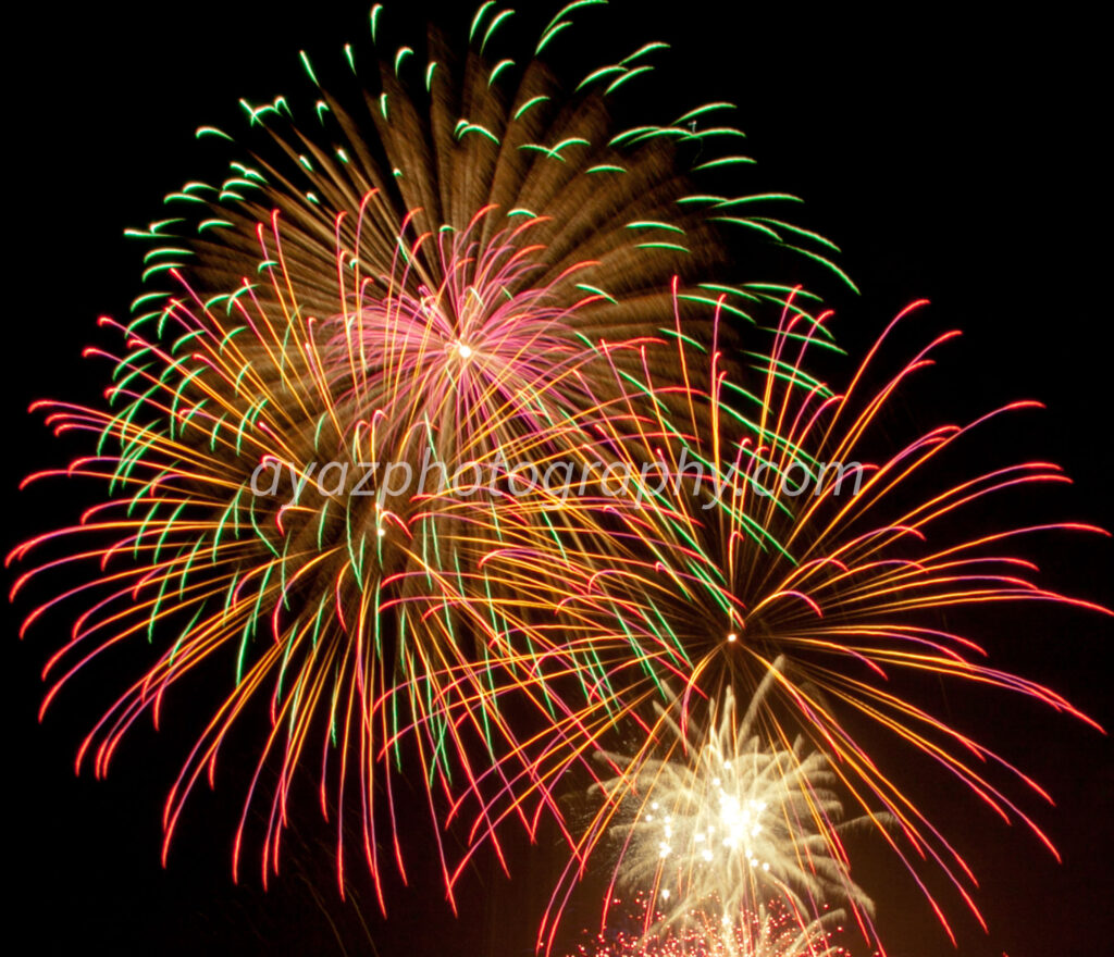 Colorful Fireworks in Night Sky – Festive Celebration Photography  Photography by Ayaz