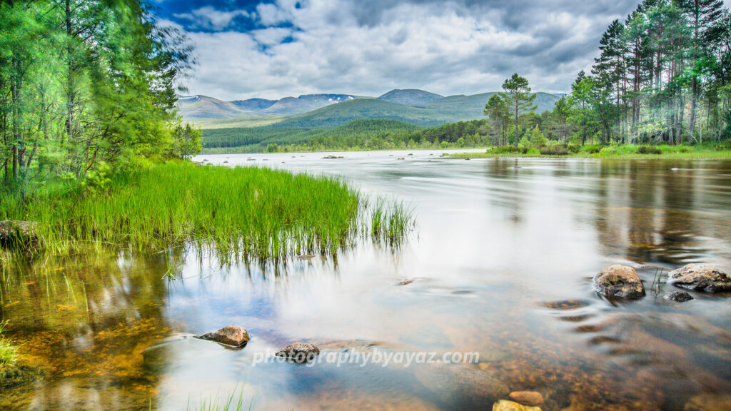 Tranquil River with Forest and Hills – Fine Art Nature Landscape Photography  Photography by Ayaz