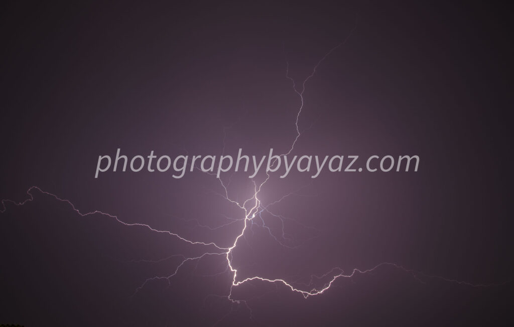Dramatic Lightning Bolt in Purple Sky – Storm Fine Art Photography  Photography by Ayaz