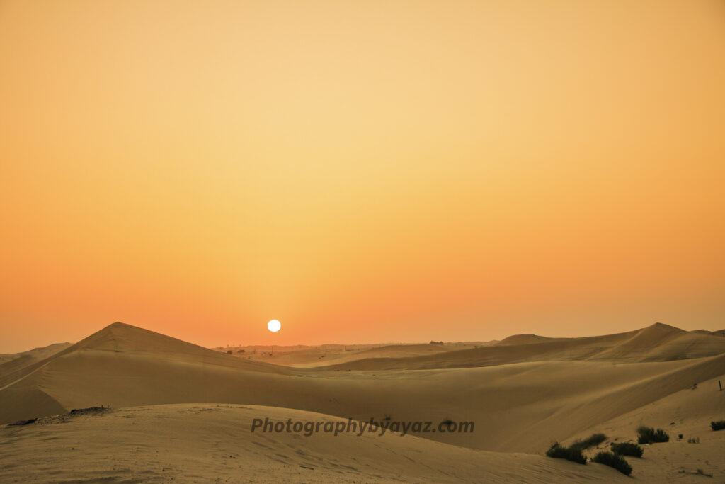 Sunset Over Desert Dunes – Tranquil Fine Art Landscape Photography  Photography by Ayaz