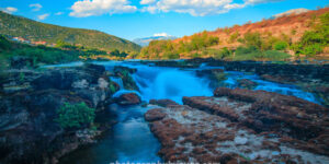 Cascading River Through Forested Hills – Fine Art Landscape Photography  Photography by Aya