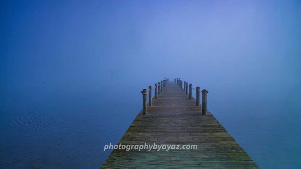 Into the Mist – Serene Foggy Pier Fine Art Photography Print