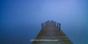 Into the Mist – Serene Foggy Pier Fine Art Photography Print