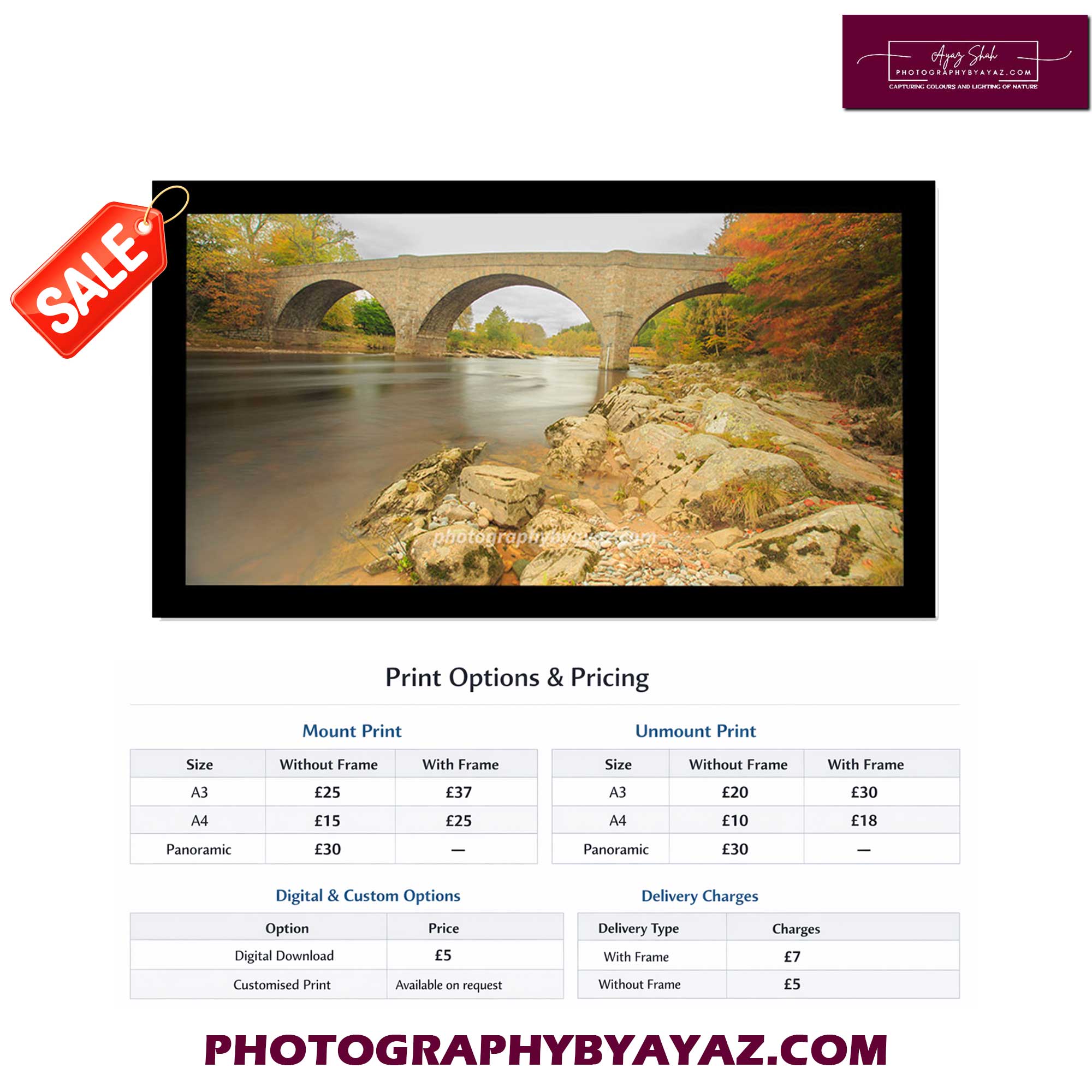 Autumn Bridge Over Calm River – Fine Art Photography Print