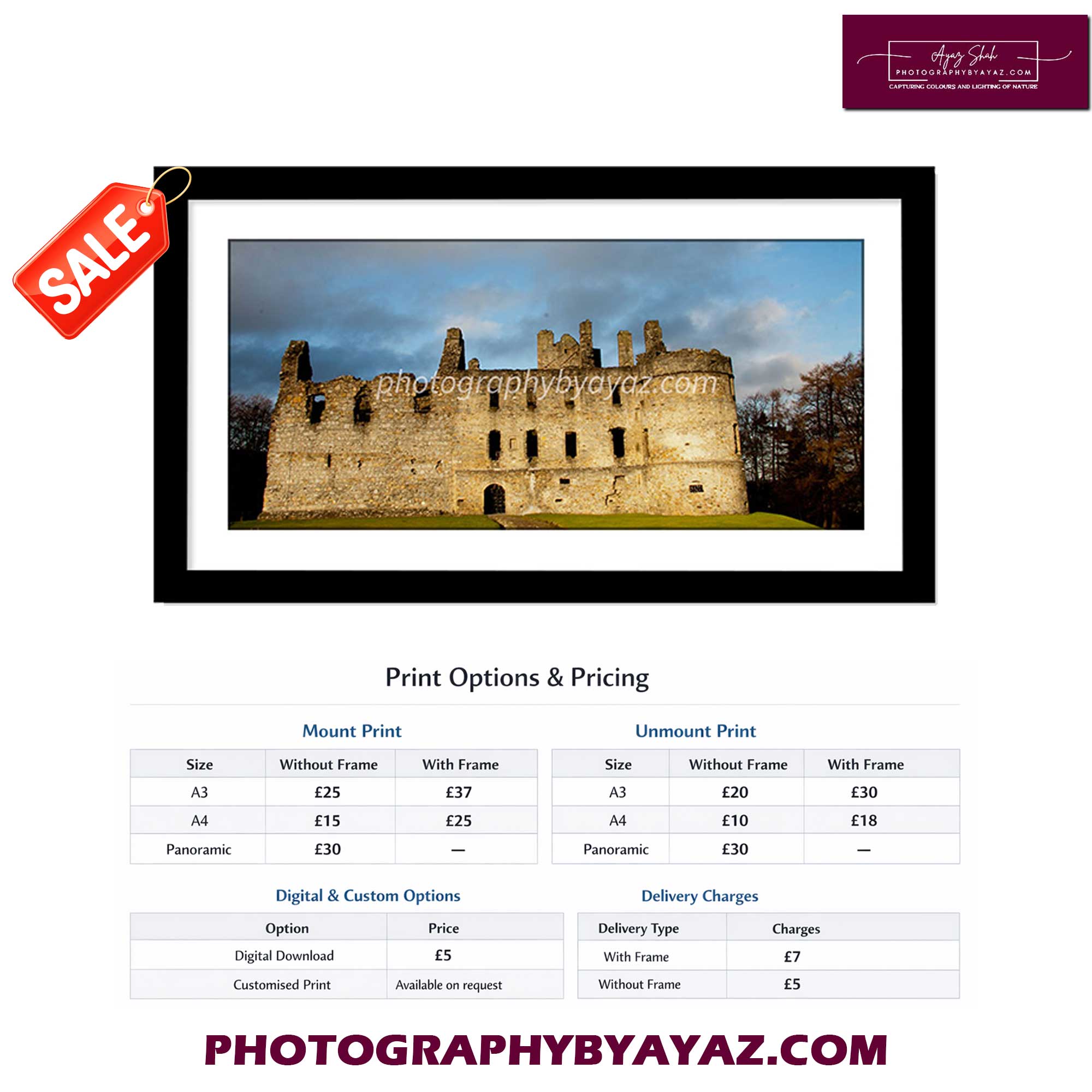 Castle Ruins Under Clouded Sky – Fine Art Photography Print