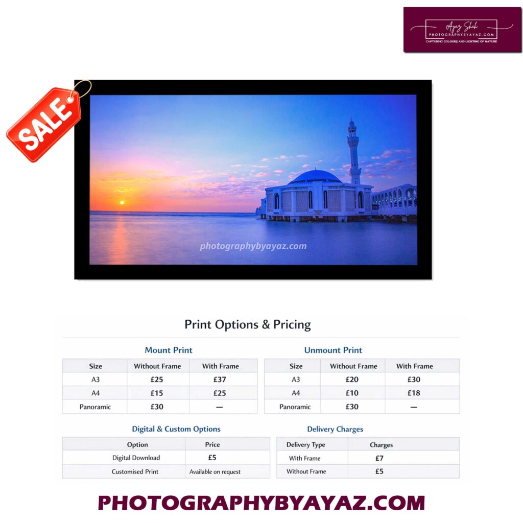 Mosque by the Sea at Sunset – Fine Art Photography Print