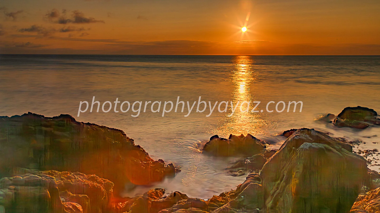 Golden Coastal Sunset Ocean Wall Art - Image 2