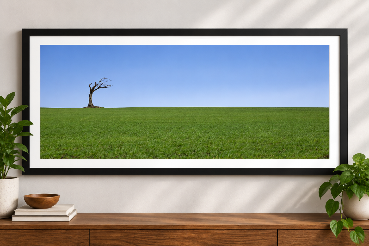 Lone Tree Green Field Wall Art
