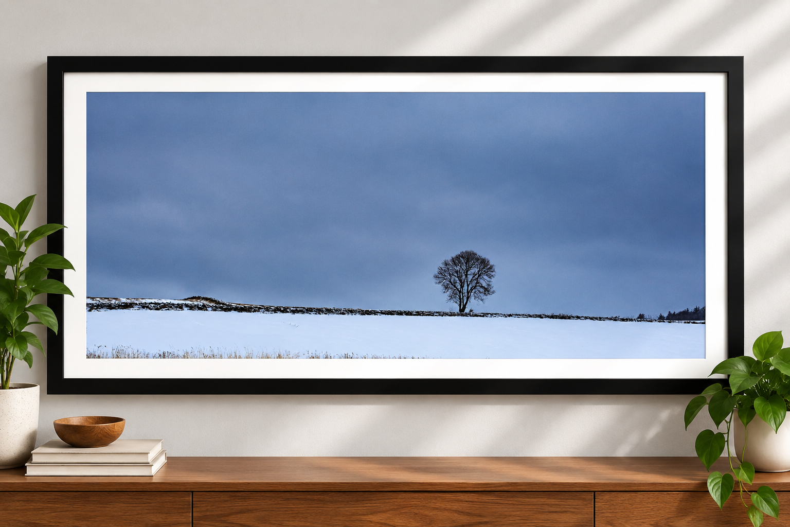 Lone Tree Snowy Landscape Wall Art