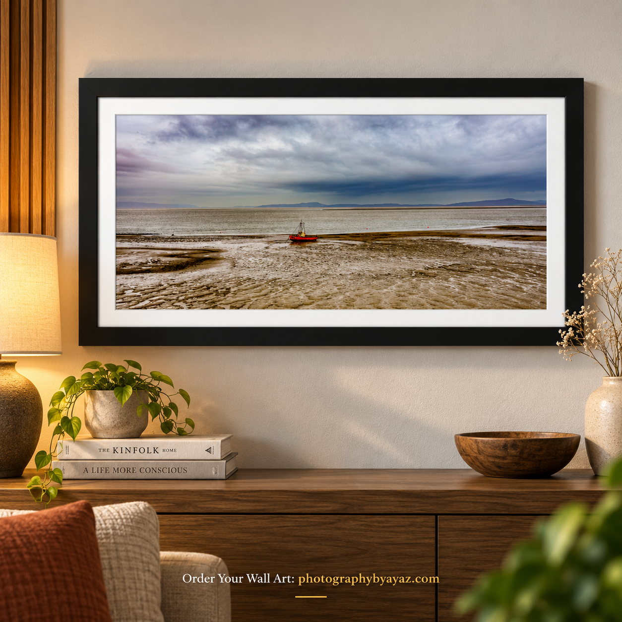 Solitary Boat Coastal Landscape Wall Art