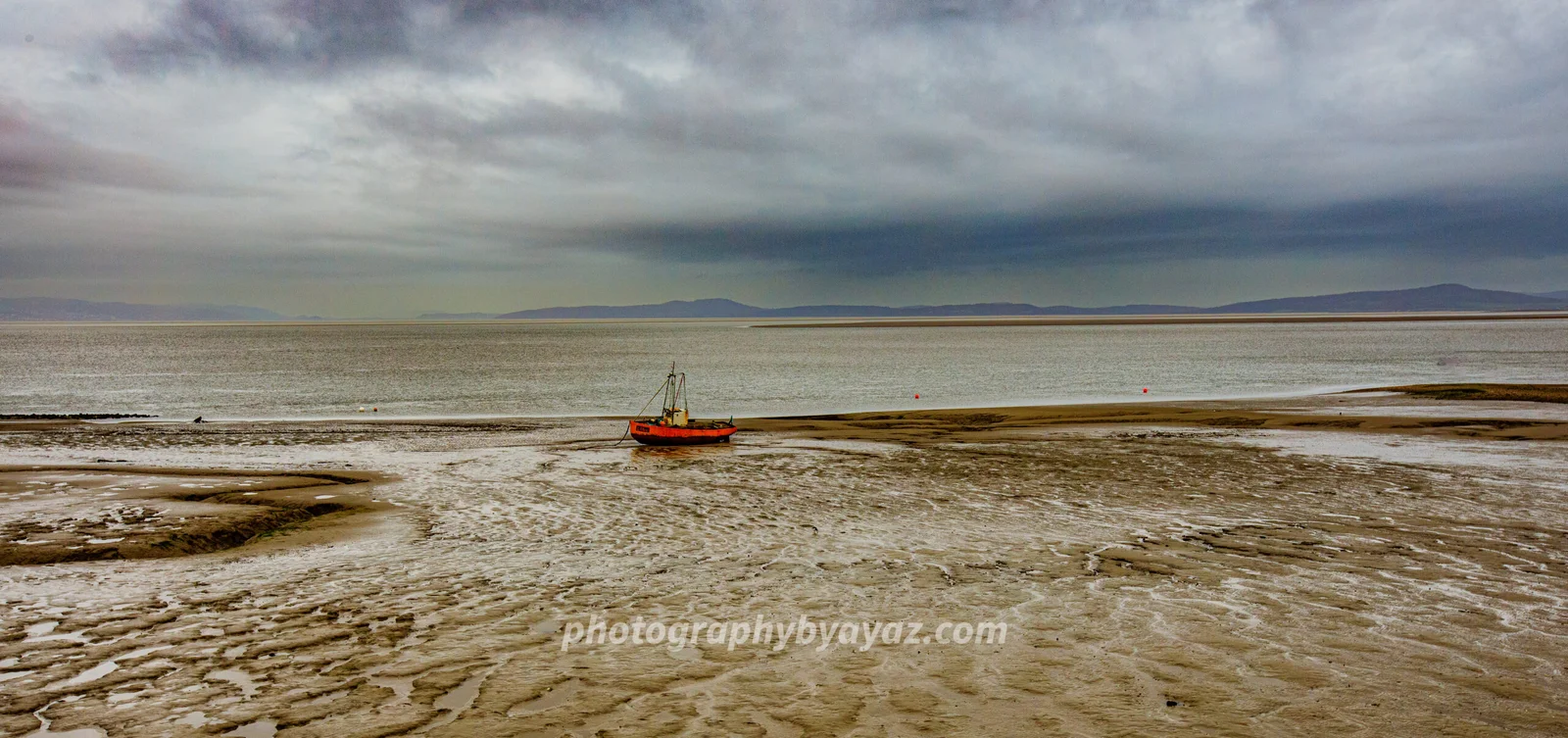 Solitary Boat Coastal Landscape Wall Art - Image 2